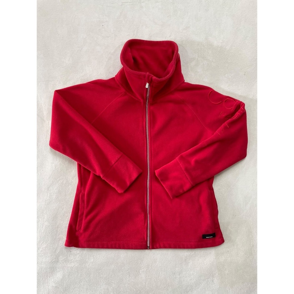 Calvin Klein Performance Womens Red Full Zip Fleece Jacket XL RN 54163